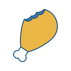 fried chicken leg icon over white background colorful design vector illustration