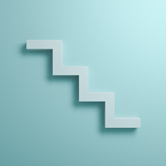 Fototapeta premium Abstract stairs or steps concept on light green pastel color wall background with shadow. 3D rendering.