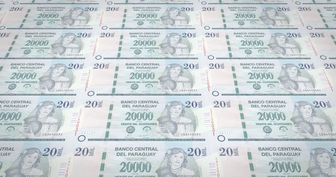Banknotes of twenty thousand paraguayan guarani of Paraguay, cash money, loop