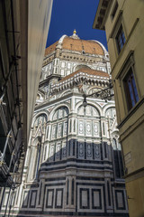 Obraz premium Florence street and The Duomo, Cathedral in Florence, Italy
