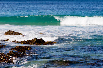 Surf waves on rocky coastline - Boomerang Beach, New South Wales, Australia