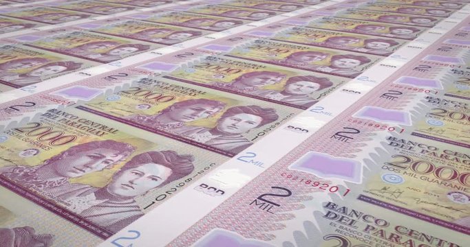 Banknotes of two thousand paraguayan guarani of Paraguay, cash money, loop