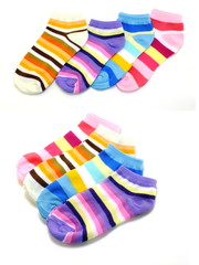 colorful stripe color sock isolated on white background