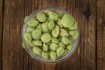 Portion of Wasabi Peanuts