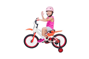 Fototapeta premium Asian Chinese little girl riding bicycle