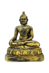 antique gold buddha image isolated on white