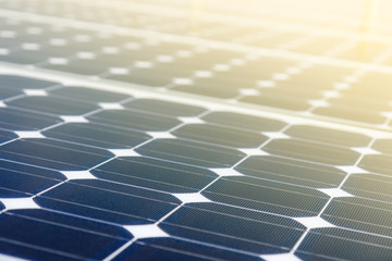 Close-up of Solar energy panel photovoltaics module in the sea offshore