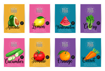 Set of vector banners with fruits