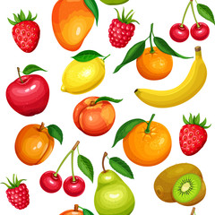 Seamless pattern of fruits and berries