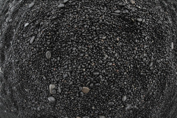 Volcanic rock on black sand beach at Vik in southern Iceland