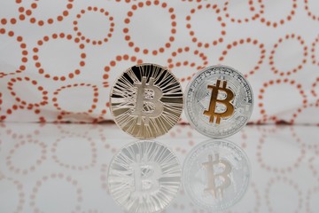 Fototapeta na wymiar Gold and silver bitcoin