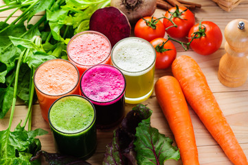 Obraz na płótnie Canvas Various Freshly Vegetable Juices