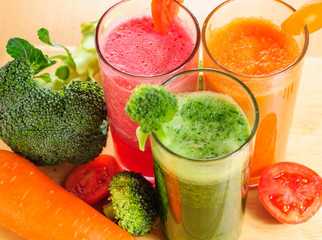 Various Freshly Vegetable Juices