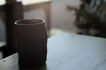 The hot glass of tea
