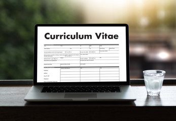Fototapeta premium CV - Curriculum Vitae (Job interview concept with business CV resume) , BUSINESS OFFICE BUSINESSMAN WORKING application job