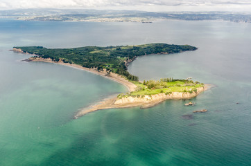 Aerial view on a island in Auckland, New Zealand
