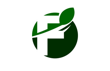 F Green Circle Swoosh Letter Logo