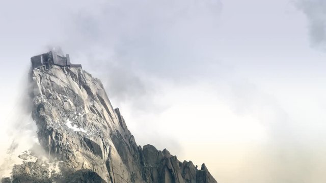 Chamonix Mont-Blanc, France . Famous Tower Aiguille du Midi 3842m