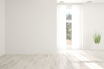 Fototapeta premium White empty room. Scandinavian interior design. 3D illustration