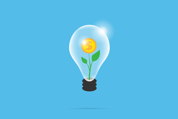 coin tree in lightbulb, idea and business concept01