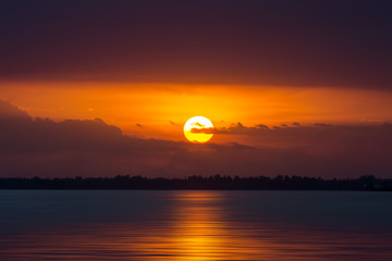Sunset sky at the lake, Thailand.