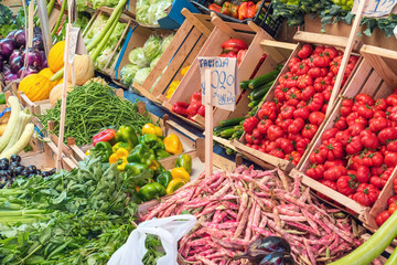 Choice of vegetables for sale at a market in Palermo