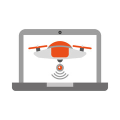 drone flying technology with laptop vector illustration design