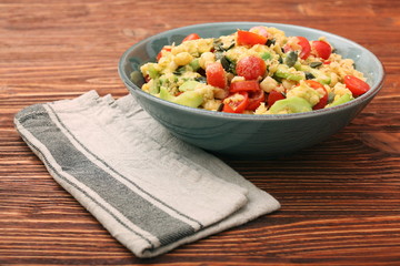 Chickpeas lentils avocado tomato cucumber salad