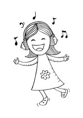 Girl Listening to Music 