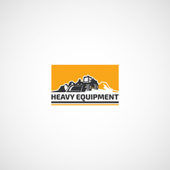 Heavy Equipment, Loader and Mountains logo. © unien