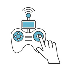 hands human with Drone remote control icon vector illustration design