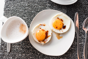 breakfast with eggs and coffee