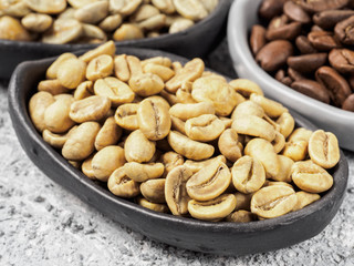 Close up view of white coffee beans
