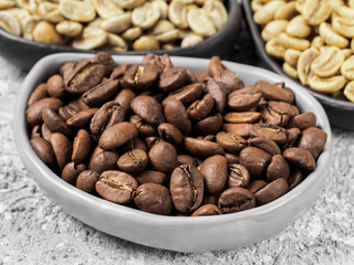 Close up view of white coffee beans