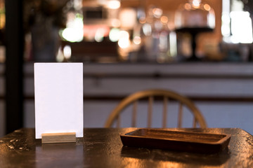 Fototapeta na wymiar menu card in restaurant