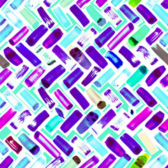 Watercolor brush strokes herringbone seamless pattern
