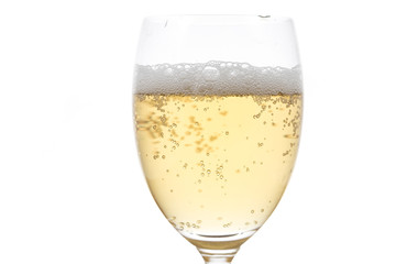 beer in a glass on white background