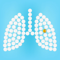 Human Lungs With Pills Isolated On A Background Realistic Vector Illustration.