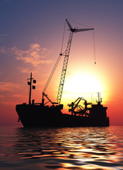 Fototapeta premium The ship with a crane