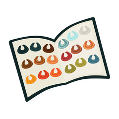 Hair coloring dye color palette with hairs colors samples vector flat icon