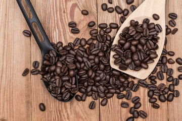 coffee beans on wooden table