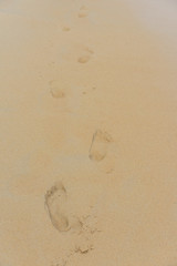 Foot print on the beach at Phuket, Thailand.
