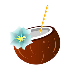 Coconut cocktail isolated on a white background.