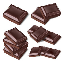 Set of piece chopped chocolate candy