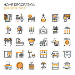 Home Decoration , Thin Line and Pixel Perfect Icons.