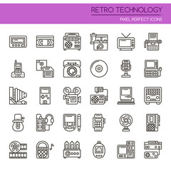 Retro Technology , Thin Line and Pixel Perfect Icons.