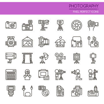 Photography Elements , Thin Line and Pixel Perfect Icons.