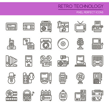Retro Technology , Thin Line and Pixel Perfect Icons.