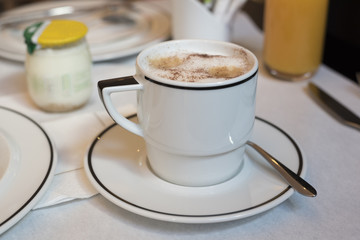 A cup of coffee for breakfast