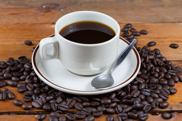 Coffee on wooden table
